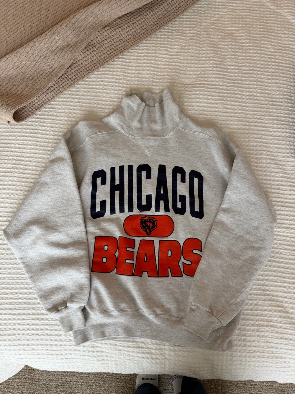 Russell Athletic Gray Chicago Bears Crewneck with Navy and Orange Graphics